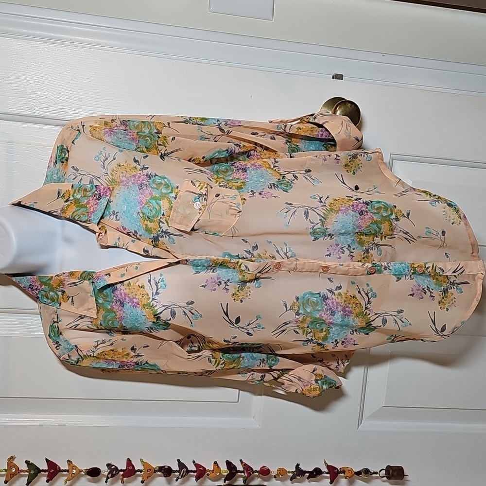 Love, Fire Sheer Multicolor Floral Top - Picture 12 of 12